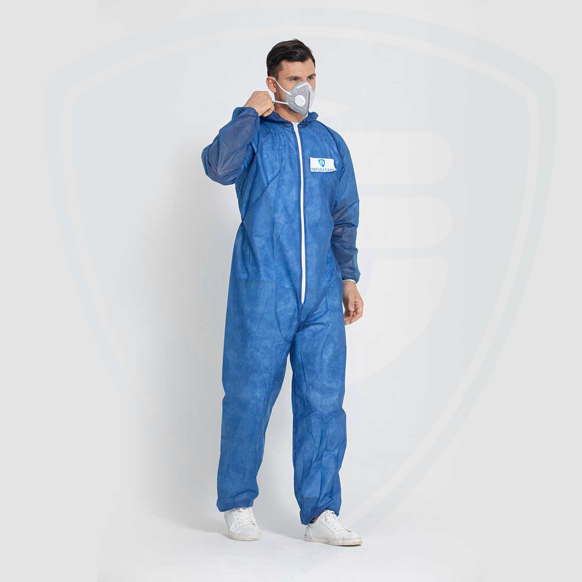 Atmungsaktiver Einweg-Sicherheitsoverall aus Polypropylen-Vlies Blauer Anzug